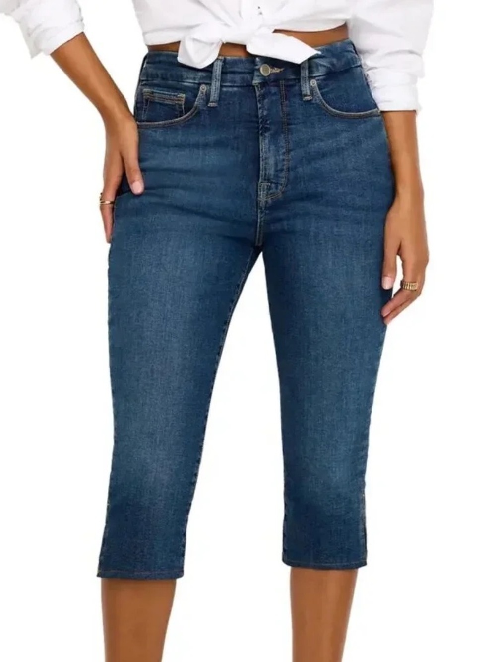 Good American Good Capri Blue Jeans Size 6/28